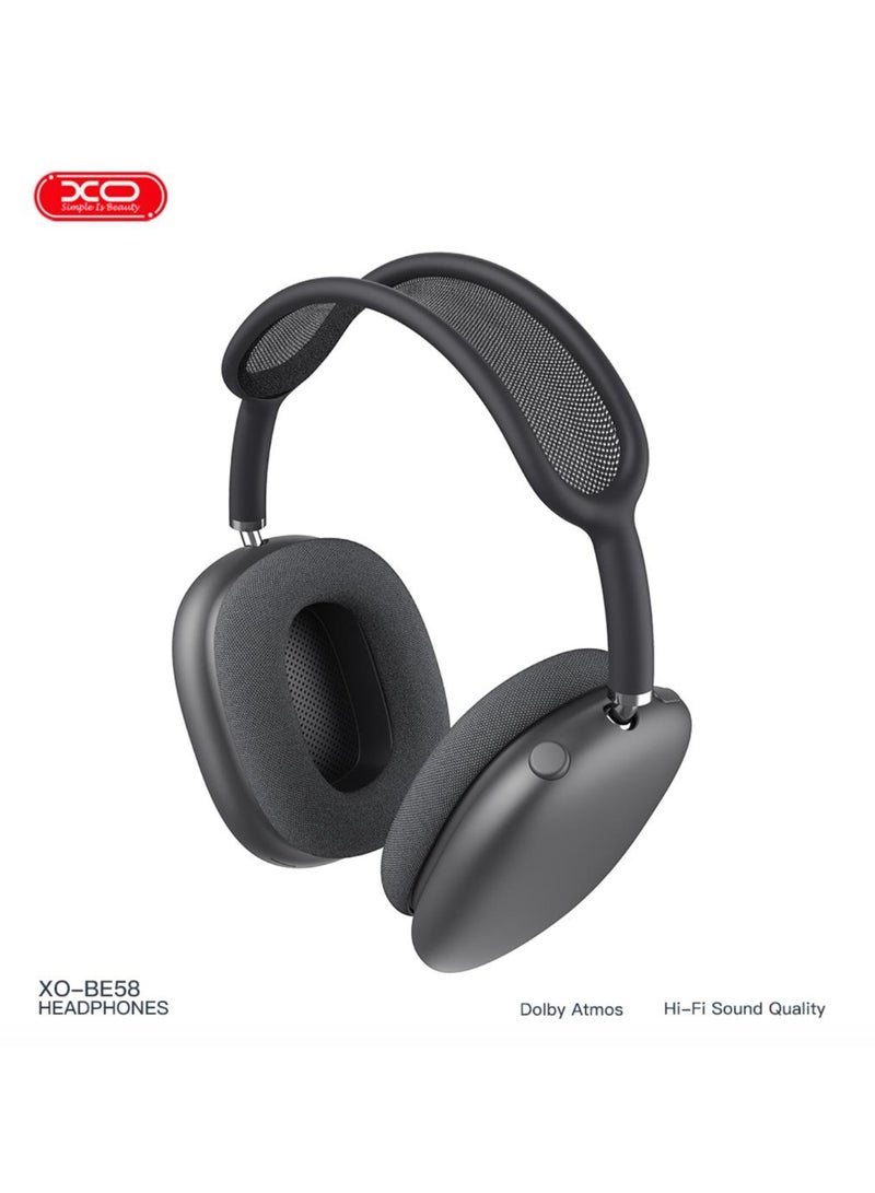 إكس أو سماعات XO BE58 Light لاسلكية بتقنية ANC عزل الضوضاء، بلوتوث، فوق الأذن – لون أسود - Image 2
