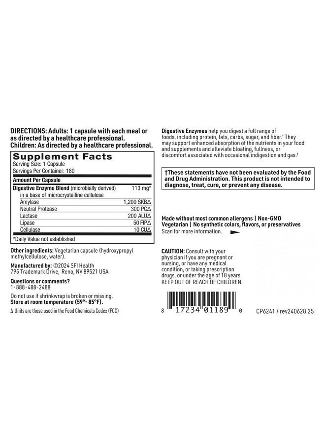 Klaire Labs Klaire Labs SFI Health Digestive Enzymes - Gut Health Supplements with Lipase, Amylase & Protease Enzymes for Digestion - Aid Nutrient Absorption - Help Occasional GI Discomfort (180 Capsules) - Image 3
