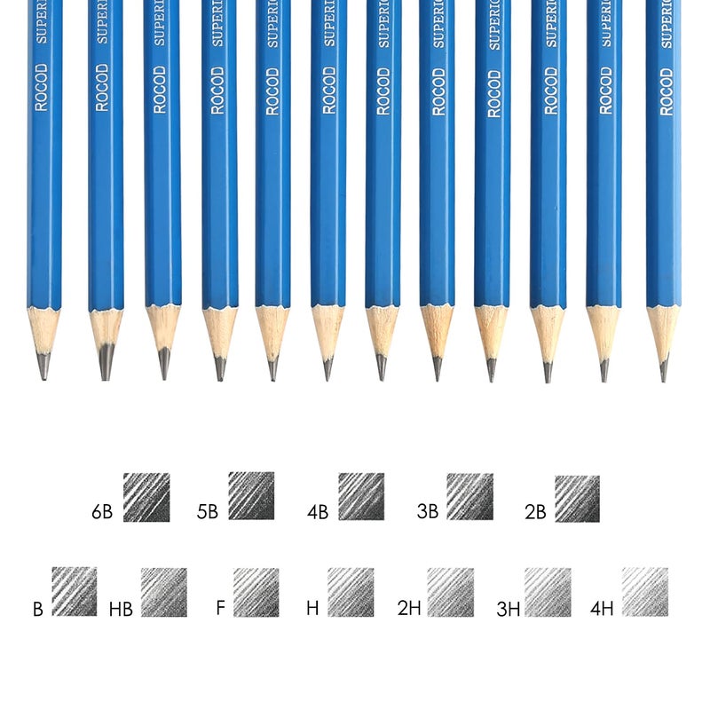 ROCOD Profession Sketch Pencils 6B to 4H for Kids and Adults Drawing, Art Graphite Pencil for Artists Beginner Sketching - Image 3