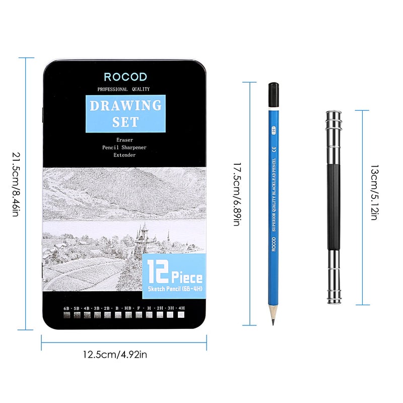 ROCOD Profession Sketch Pencils 6B to 4H for Kids and Adults Drawing, Art Graphite Pencil for Artists Beginner Sketching - Image 2