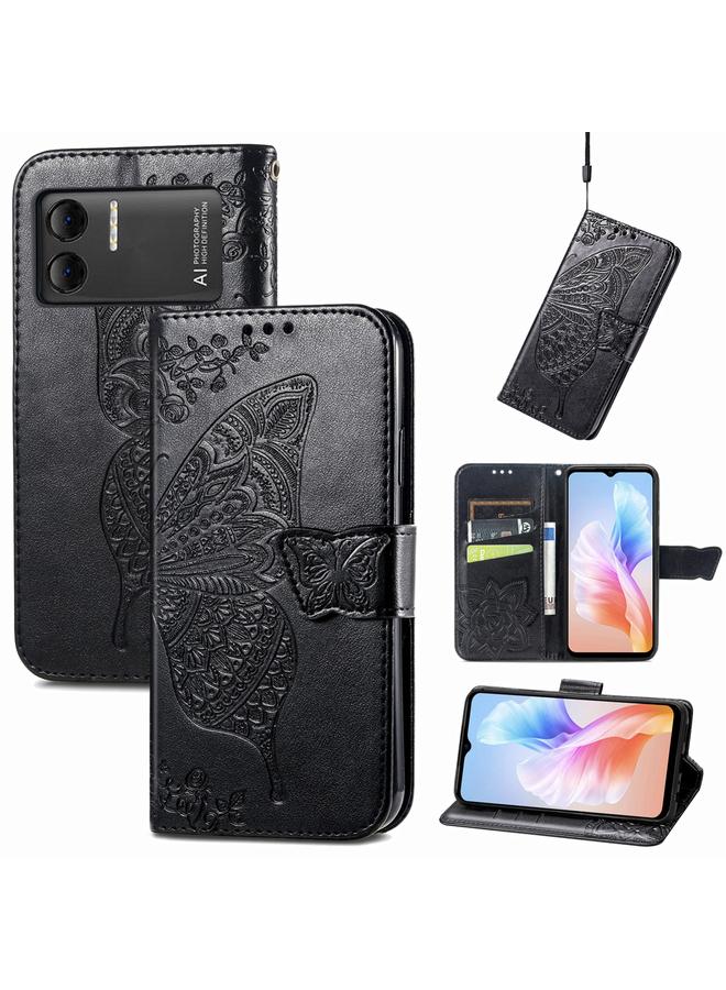 اس-توب جراب لهاتف DOOGEE X98 Pro / X98 جراب هاتف جلدي منقوش عليه زهرة حب الفراشة - Image 1