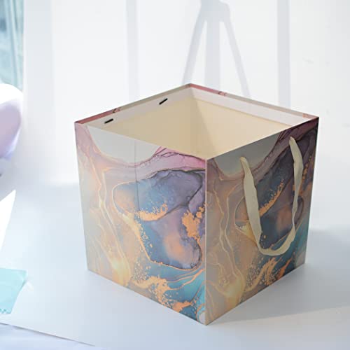 RUIFYRAY Extra Large Gift Bag, 11.8 inches Square Reusable Big Bag with Handle, for Wedding, Birthday, Presents, Father's Day Gift, Purple Gold - Image 4