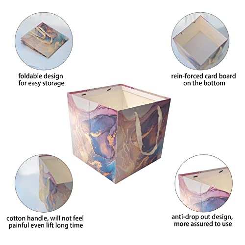 RUIFYRAY Extra Large Gift Bag, 11.8 inches Square Reusable Big Bag with Handle, for Wedding, Birthday, Presents, Father's Day Gift, Purple Gold - Image 3
