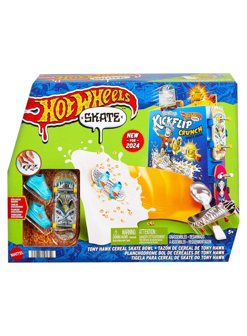هوت ويلز مجموعة لوح التزلج Skate Tony Hawk Cereal Skate Bowl مع لوح تزلج حصري واحد وزوج من أحذية التزلج - Image 1