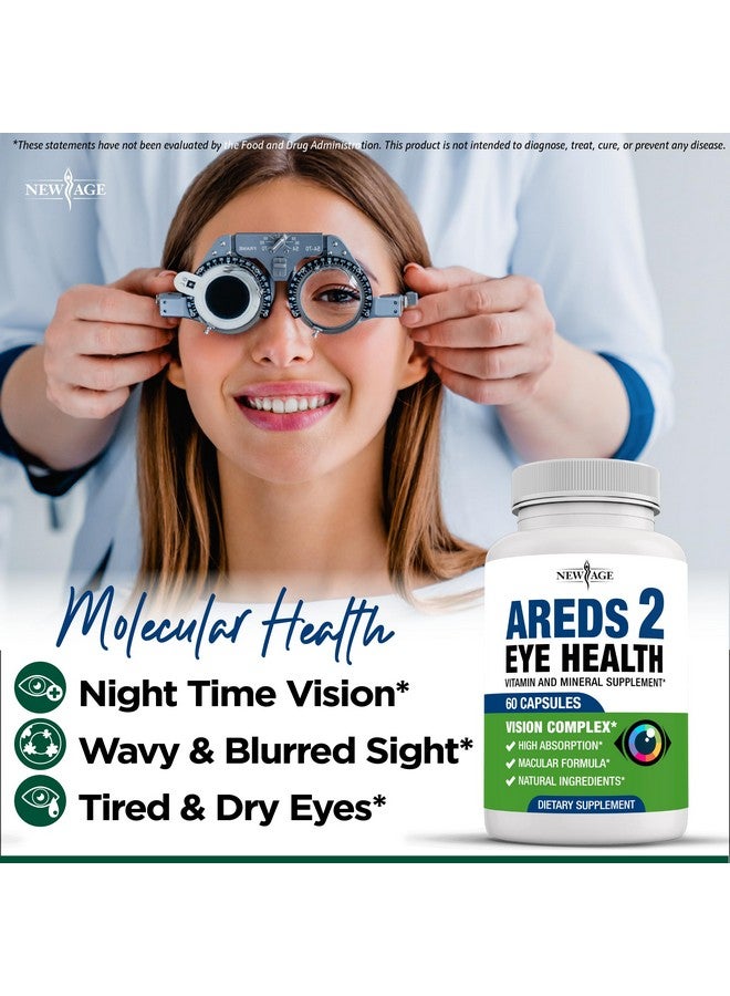 NEW AGE AREDS 2 Eye Vitamins - Lutein, Zeaxanthin, Bilberry, Astaxanthin Mineral Vision Supplement - 180 Count - Image 1