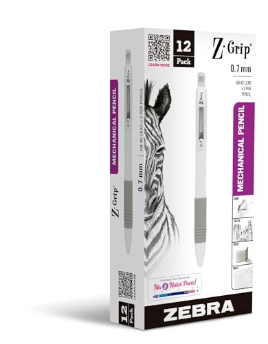 Zebra Pen Z-Grip Mechanical Pencil, 0.7mm Point Size, HB #2 Graphite, White Opaque Barrel, School Supplies and Teacher Supplies, 12-Pack (50400) - Image 1