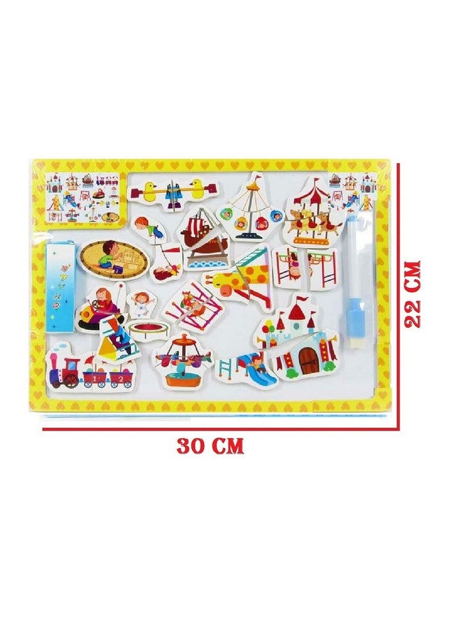 فنبلاست لعبة ألغاز FunBlast الخشبية المغناطيسية الترفيهية للأطفال لعبة تعليمية للأطفال، لوحة رسم مع طباشير وقلم - Image 3