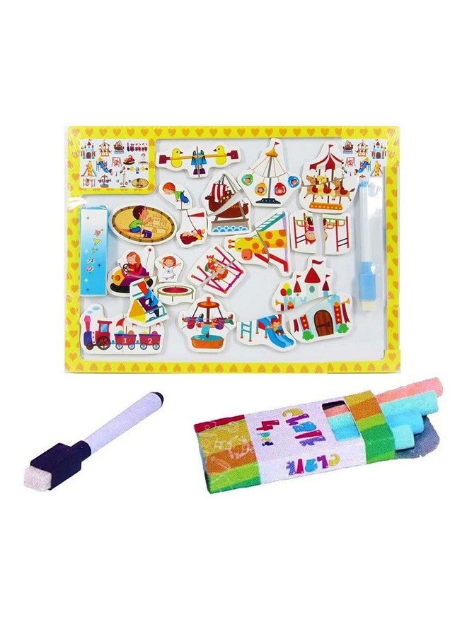فنبلاست لعبة ألغاز FunBlast الخشبية المغناطيسية الترفيهية للأطفال لعبة تعليمية للأطفال، لوحة رسم مع طباشير وقلم - Image 1