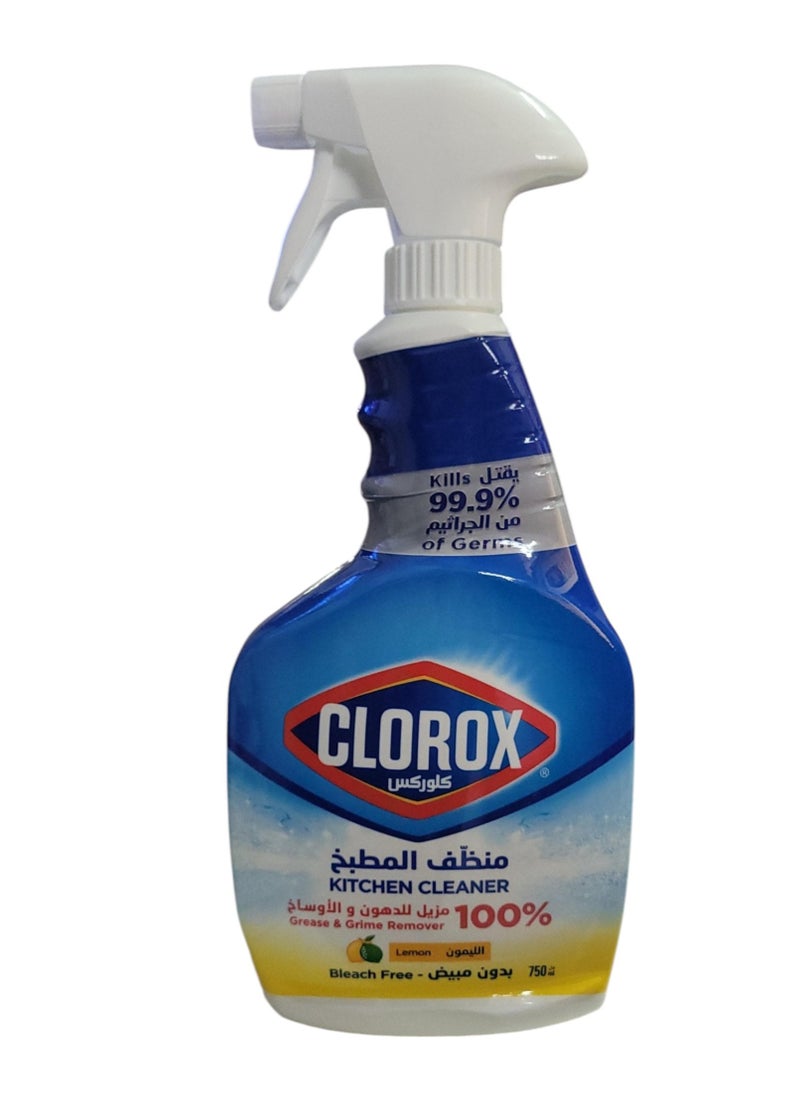 Clorox Clorox Kitchen Cleaner Spray, Lemon Scent, 750 ml, Without Bleach, Kills 99.9% of Germs, 100% Removes Grease and Dirt, Easy to Use  - Image 1