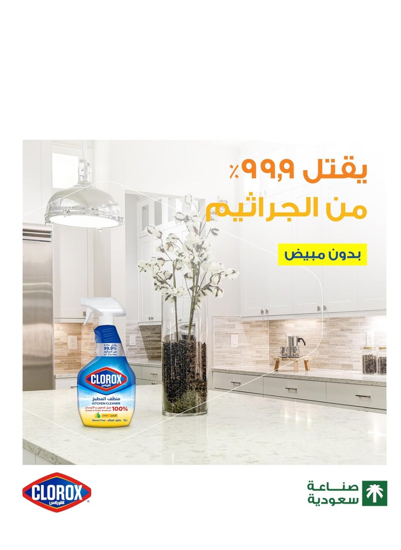 Clorox Clorox Kitchen Cleaner Spray, Lemon Scent, 750 ml, Without Bleach, Kills 99.9% of Germs, 100% Removes Grease and Dirt, Easy to Use  - Image 3