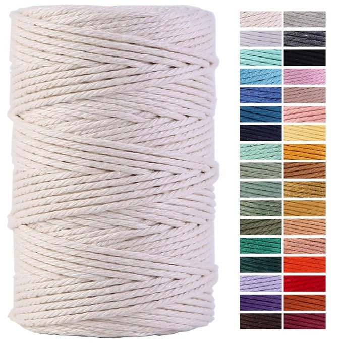 MACRAME CORD 4MM X 220YARDS 100 NATURAL COTTON MACRAME ROPE COTTON CORD FOR HANDMADE MACRAME SUPPLIES WALL HANGING PLANT HANGERS CRAFTS KNITTING DECORATIVE PROJECTS