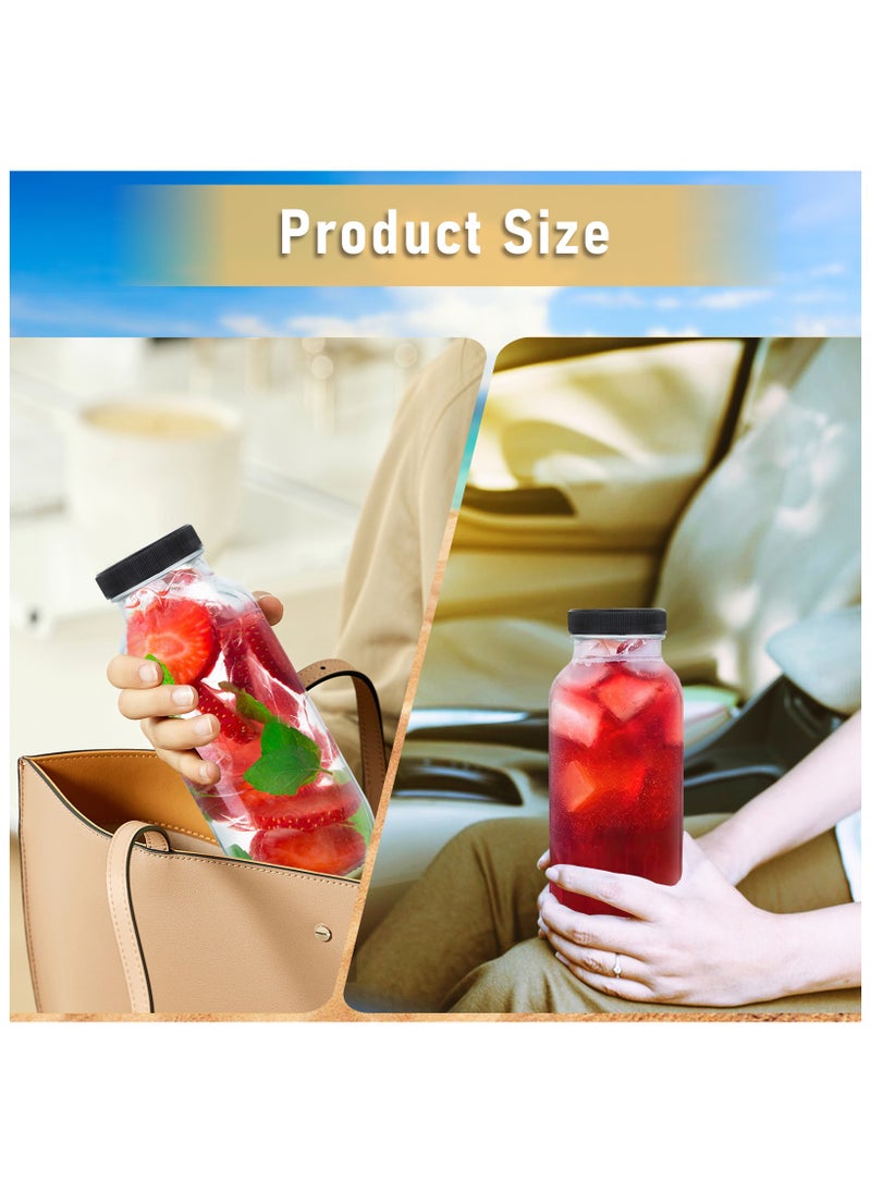 SKYLINK - 6Pack 16oz Glass Juice Bottles with Lids – Reusable Drinking Containers for Juice, Smoothies, Water, Iced Coffee – Includes 6 Glass Straws, 6 Airtight Lid, 6 Straw Lids, 1 Bottle Brush - Image 1