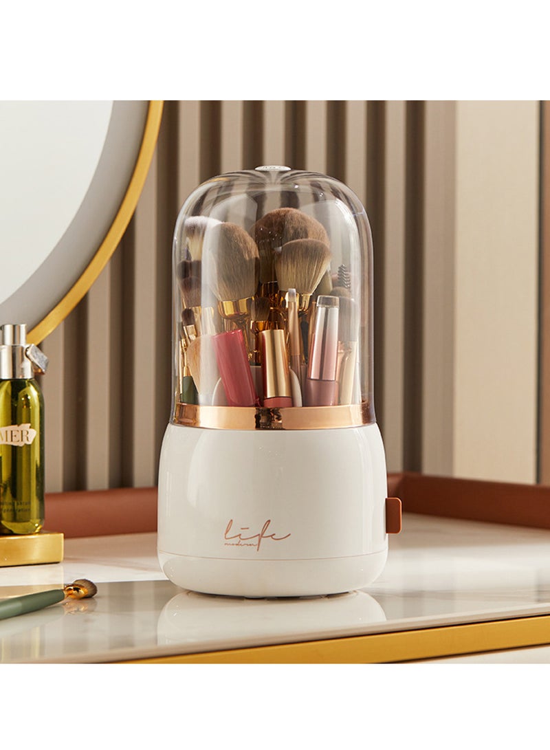 Sharpdo Makeup Brush Holder Organizer with Lid, Rotating Dustproof Make Up Brushes Container with Clear Acrylic Cover for Vanity,Bathroom,Countertop,Dresser - Image 3
