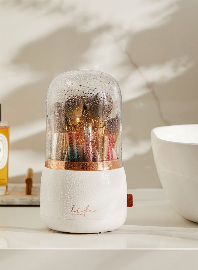 Sharpdo Makeup Brush Holder Organizer with Lid, Rotating Dustproof Make Up Brushes Container with Clear Acrylic Cover for Vanity,Bathroom,Countertop,Dresser - Image 4