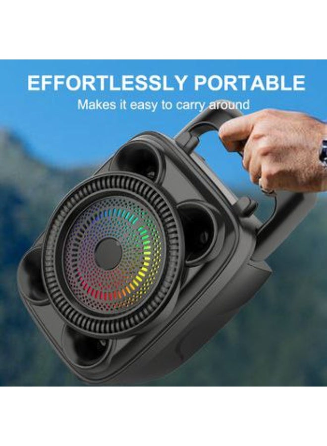 Bluetooth Subwoofer speaker with External Microphone -with two speakers Multimedia Speaker - Portable Wireless Speaker with RGB LED Light and Rechargeable Battery for Smartphones, TV, Tablets, and Computers - Wireless Speaker - Image 2