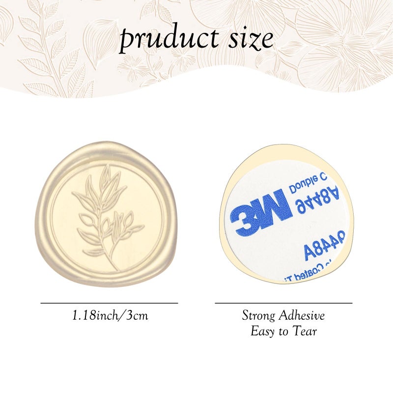 Pilloze 50Pcs Ivory White Self-Adhesive Wax Seal Stickers Wedding, Olive Branch Style Wax Seal Perfect for Wedding Invitation or Envelope Good Adhesion and Easy to Use - Image 2