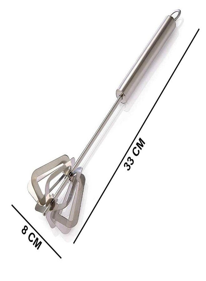 Dweezhet Stainless Steel Spring Mixi Egg, Lassi, Butter Milk Maker Mixer Hand Push Blender for Home Tool for Egg Beater, Kitchen Utensils for Blending, Whisking, Beating, Stirring, Silver - Image 3