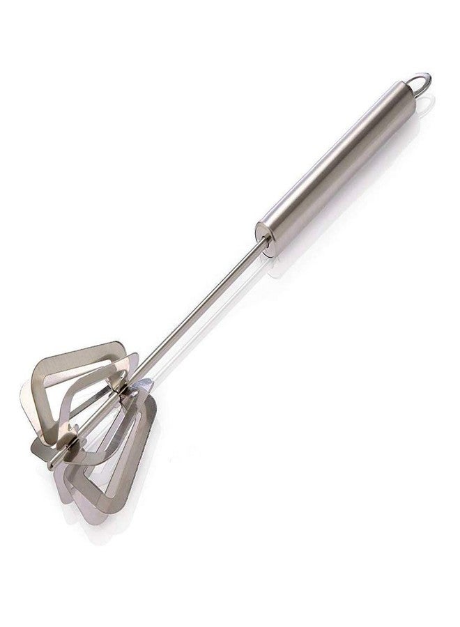 Dweezhet Stainless Steel Spring Mixi Egg, Lassi, Butter Milk Maker Mixer Hand Push Blender for Home Tool for Egg Beater, Kitchen Utensils for Blending, Whisking, Beating, Stirring, Silver - Image 1