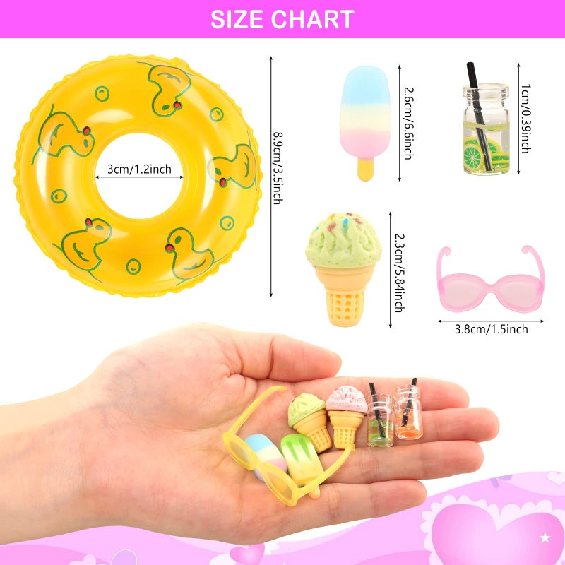 ENOCHT Lot 26 Pack Doll Clothes and Accessories Beach Bathing Set Including 5 Swimsuit 1 Bathrobe 2 Swimming Rings with 18 pcs Glasses Shoes Drinks for 11.5 inch Girl Dolls - Image 2