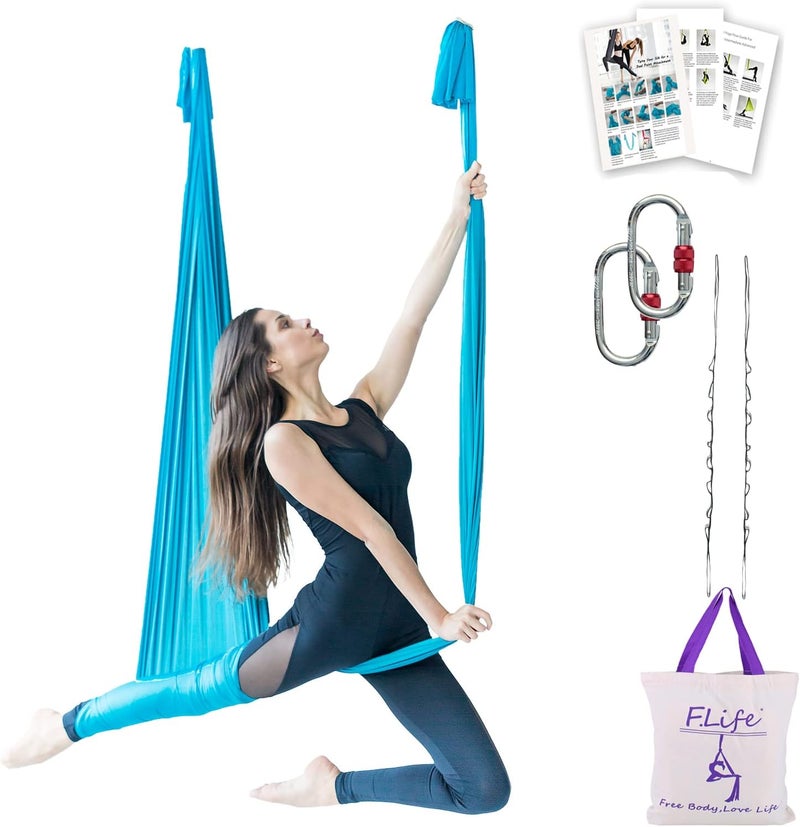 Flife Aerial Silk Yoga Hammock & Swing for yoga Inversion,Strength training,starter hardware kit - Image 1
