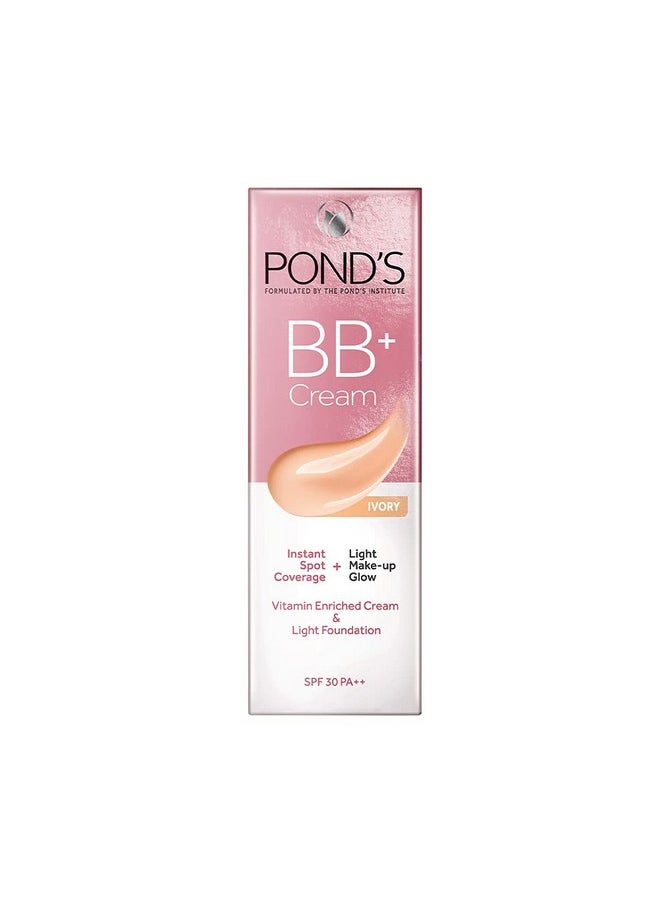 Pond's - Bb+ Cream For All Skin Types, Matte Instant Spot Full Coverage + Light Make-Up Glow, Ivory 9G, Pack Of 1 - Image 1