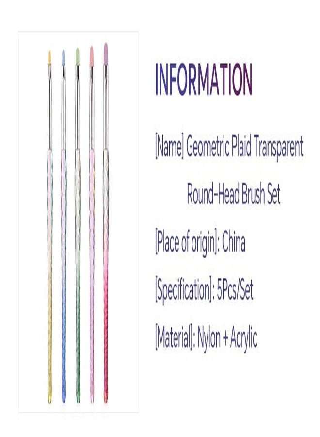 Rolabling Multi-color Nail Brush Set 5PCS Nylon Hair Nail Art Brushes with Stylish Acrylic Handle Round Head for Gel Polish & Acrylic Salon & Home Manicure Tools - Image 5
