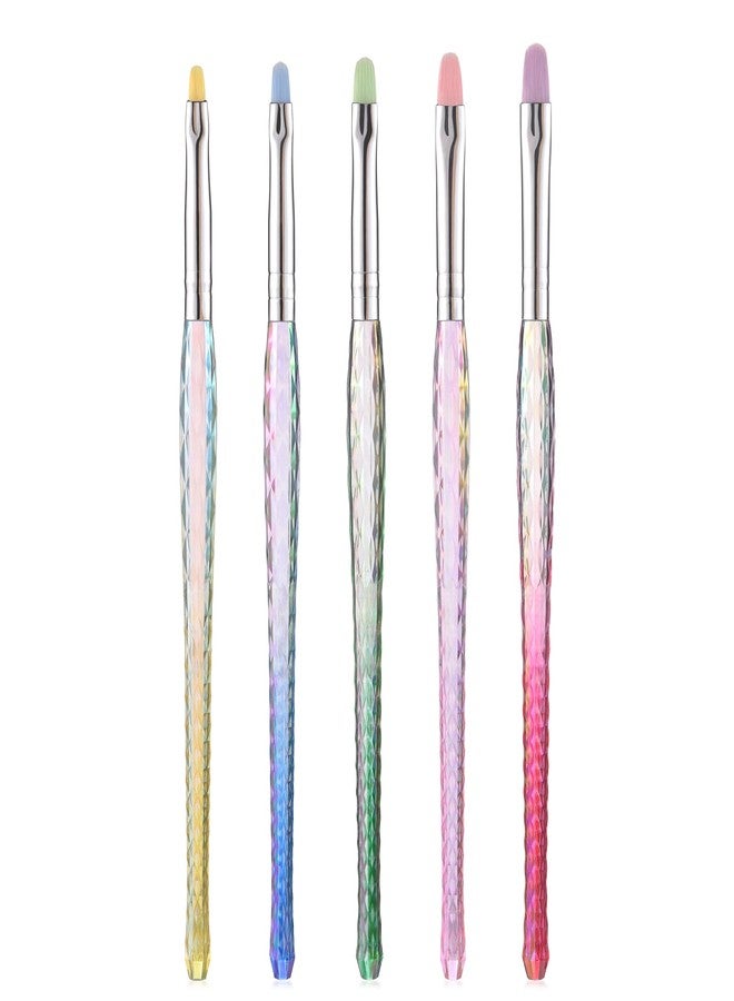 Rolabling Multi-color Nail Brush Set 5PCS Nylon Hair Nail Art Brushes with Stylish Acrylic Handle Round Head for Gel Polish & Acrylic Salon & Home Manicure Tools - Image 1