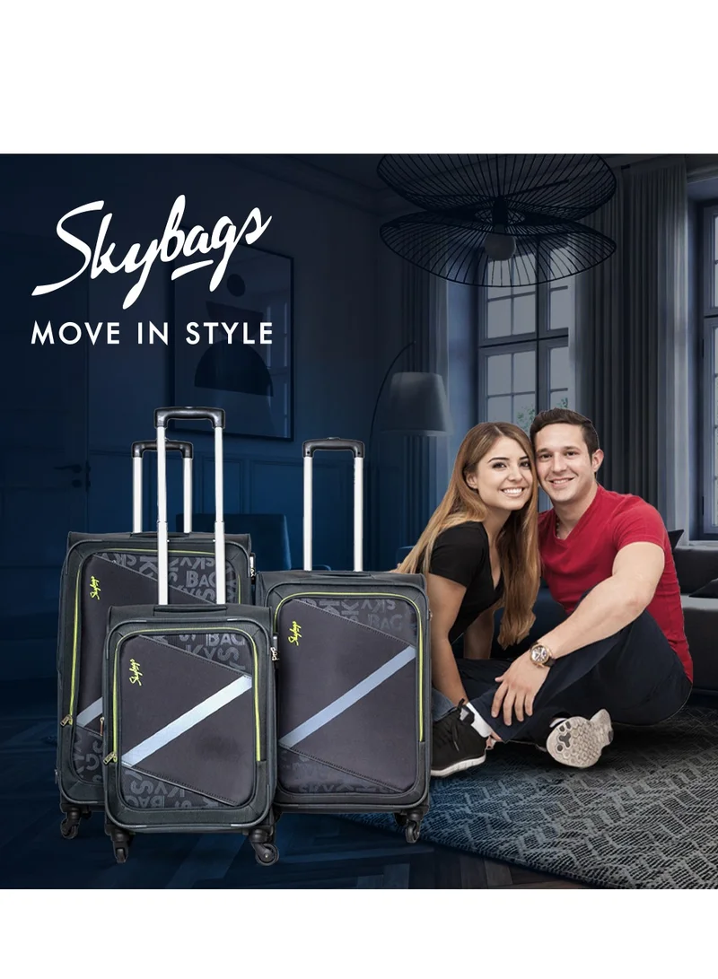 Skybags Spotlight Carry-on Luggage | Soft Sided 4W Str (E) | 360° 4 Wheels Polyester Spinner Trolley- Cabin-20 Inch| Grey