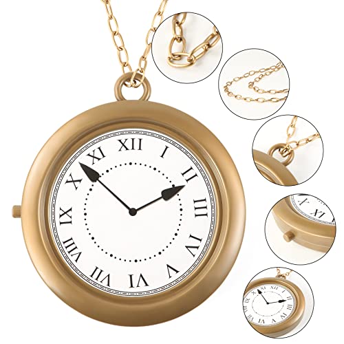 Yeetec 1 Piece Clock Necklace White Rabbit Clock Jumbo Flavor Hip Hop Rapper Clock Necklaces for Halloween White Rabbit Costume Accessories Party Supplies - Image 3