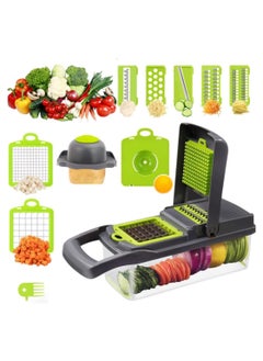 AROAQ All-in-1 Vegetable Chopper with 8 Blades - Mandoline Slicer - Pro Food Chopper with Container - Veggie Salad Onion Chopper - Potatoe Dicer French Fry Cutter - Cheese Grater - Stainless Steel material  - Image 1