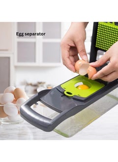 AROAQ All-in-1 Vegetable Chopper with 8 Blades - Mandoline Slicer - Pro Food Chopper with Container - Veggie Salad Onion Chopper - Potatoe Dicer French Fry Cutter - Cheese Grater - Stainless Steel material  - Image 3