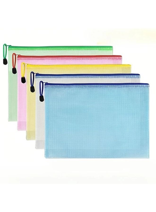 5 قطع حقائب وثائق A4 بسحاب، حقائب تخزين خضراء من PVC مقاس 12.99 × 9.06 بوصة - Image 2