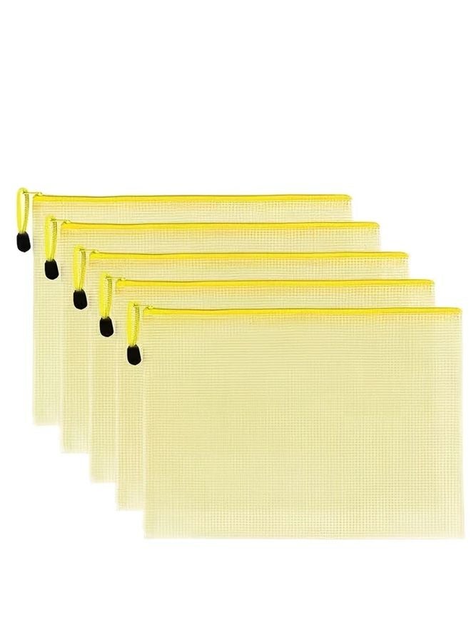 5 قطع حقائب وثائق A4 بسحاب، حقائب تخزين خضراء من PVC مقاس 12.99 × 9.06 بوصة - Image 3