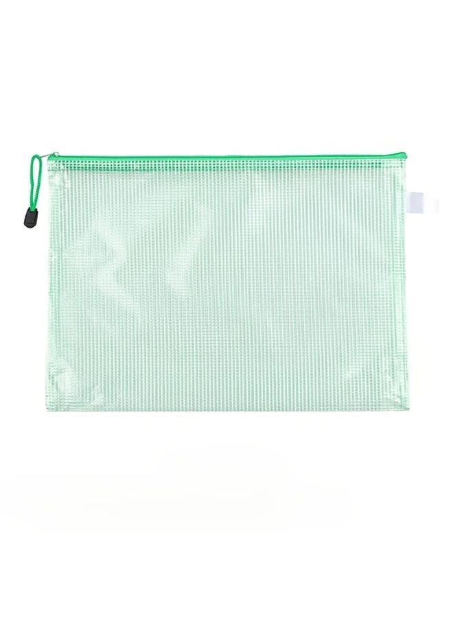 5 قطع حقائب وثائق A4 بسحاب، حقائب تخزين خضراء من PVC مقاس 12.99 × 9.06 بوصة - Image 1