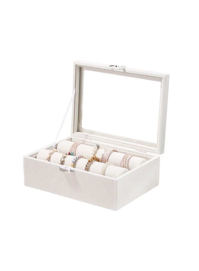 Kanwoder Bracelet Holder Organizer Box, Jewelry Storage Case with 2 Rods, Bangle Watch Display Tray for Women Girls (Beige) - Image 1