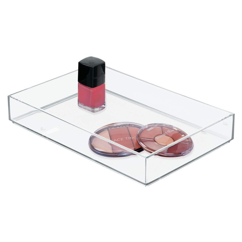 iDesign Decorative Countertop Vanity Tray Organizer for Bathroom Bedroom Closet Entryway The Clarity Collection  8 x 12 x 2 Clear