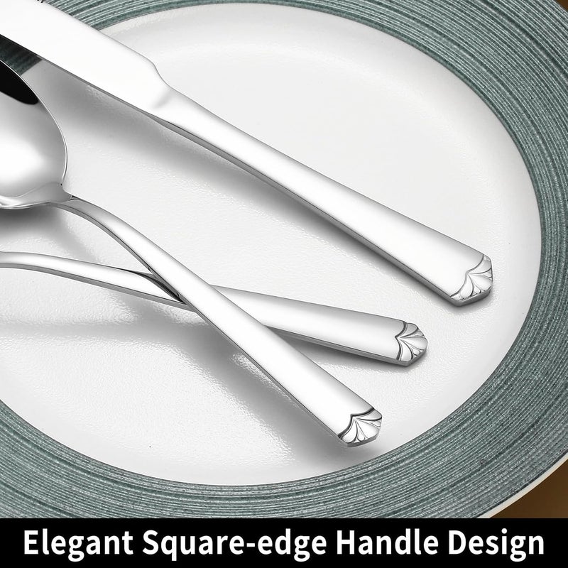 Prendcyx 24 Piece Silverware Set with Steak Knives for 4, Stainless Steel Flatware Set, Food-Grade Tableware Cutlery Set Includes Forks Spoons Knives, Mirror Polished, Dishwasher Safe - Image 4