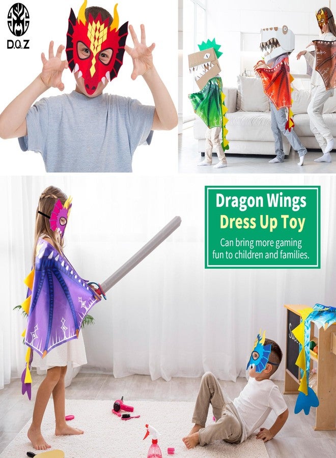 D.Q.Z 6 Pcs Dinosaur-Dragon-Wings-Costumes and Masks for Kids Dinosaur Party, Halloween Girls Boys' Dress Up Capes for Dino Birthday Party Favors - Image 3