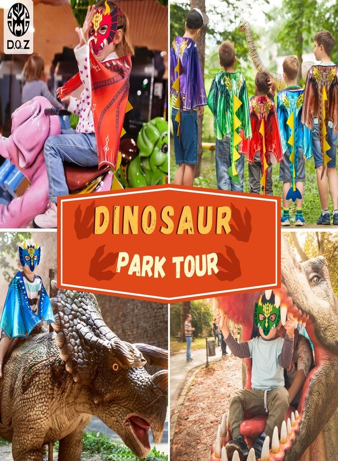 D.Q.Z 6 Pcs Dinosaur-Dragon-Wings-Costumes and Masks for Kids Dinosaur Party, Halloween Girls Boys' Dress Up Capes for Dino Birthday Party Favors - Image 4