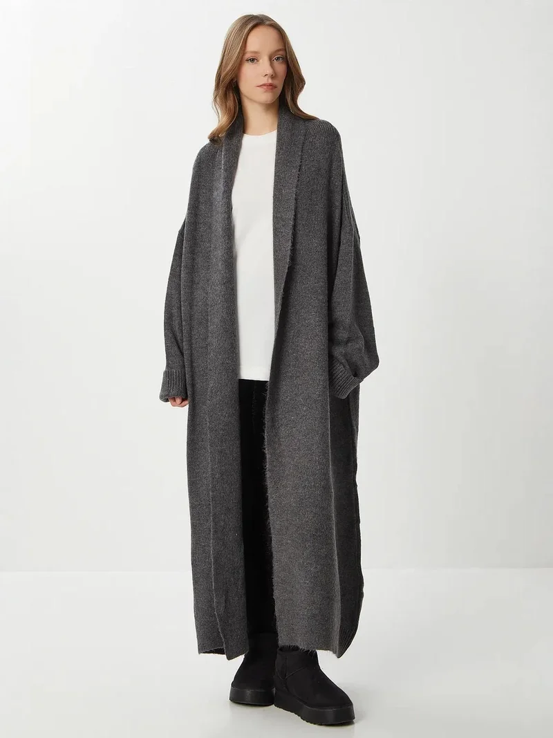 Lovely Istanbul ISTANBUL Oversized Open Collar Long Knit Cardigan