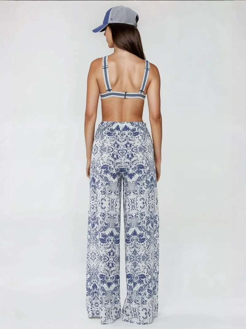 Hiccup Orange Printed Wide Leg Pants with Drawstring for Women | Best Price UAE