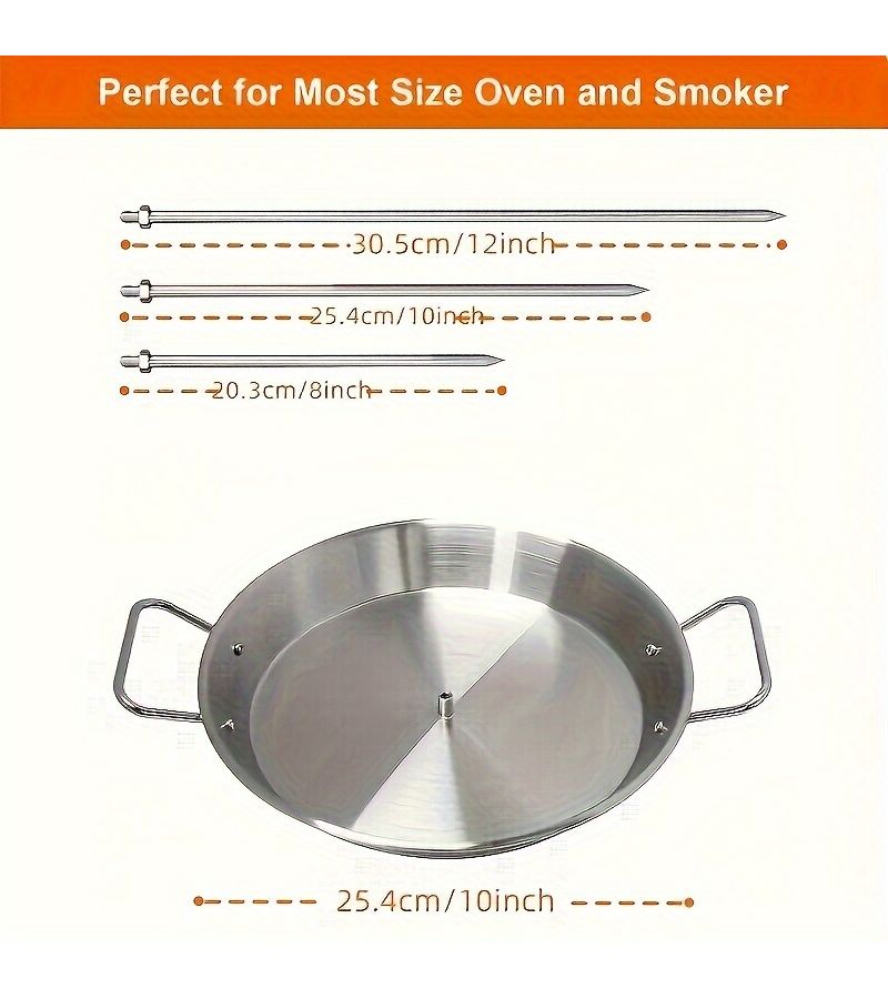 1 Round Vertical Stainless Steel Barbecue Pot With 3 Removable Skewers Outdoor Spiral Baking Pan Camping Meat Pan Household Grilled Chicken Roll Pan Round Grill Pan - Image 3