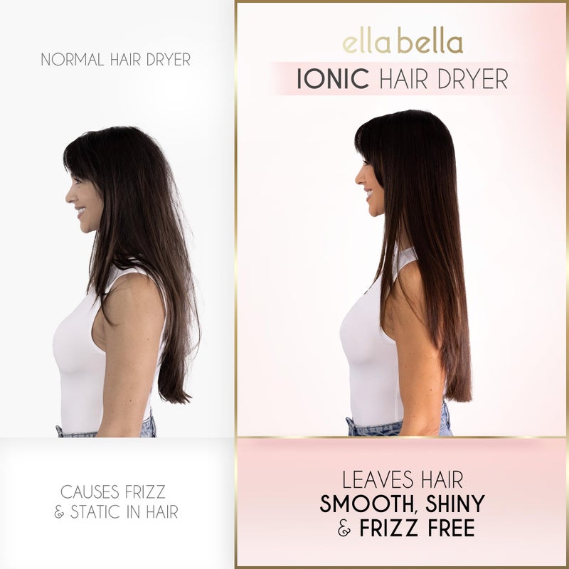 ELLA BELLA® Professional Ionic Hair Dryer with Diffuser • Negative Ion Blow Dryer • Suitable All Hair Types • Intelligent Heat Control & Rapid Drying Speeds • Lightweight Design • Low Noise Technology - Image 5