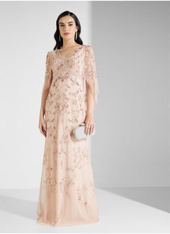 Adrianna Papell Embellished V- Neck Dress  - Image 1