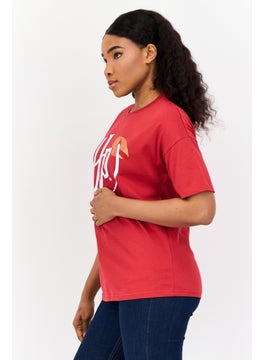 Harry Potter Women Crew Neck Short Sleeve Brand Logo T-Shirt, Red  - Image 2