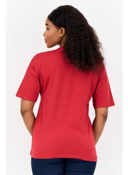 Harry Potter Women Crew Neck Short Sleeve Brand Logo T-Shirt, Red  - Image 4