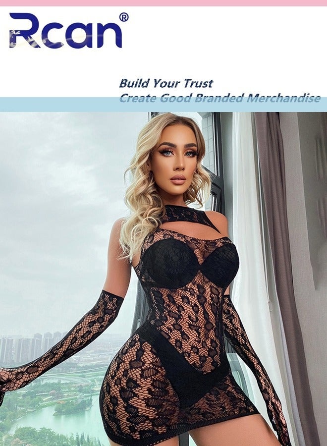 Rcan Lingerie For Women One Size Stretchy Teddy Hollow Out Sling Dress Bodysuit Babydoll Exotic Underwear Nightwear Ladies Boudoir Outfits Clubwear - Image 2