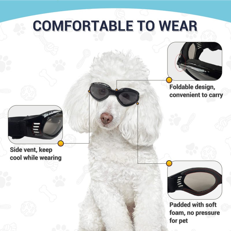Petleso Dog Goggles Medium Breed, Dog Sunglasses for Medium Dogs Eye Protection Windproof, Black - Image 3