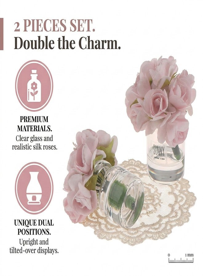 Essivox 2Pcs 1:12 Scale Glass Vase with Flowers Set, Decorative Accessories for Mini Scene, Mini Decoration Dollhouse Décor - Image 5