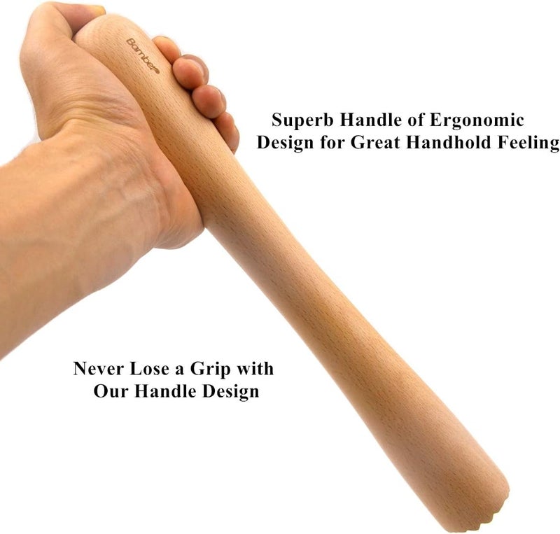 Bamber Extra Long Wood Cocktail Mojito Muddler Wooden Muddler Bar Tool, 12 x 1.6 Inches - Image 3